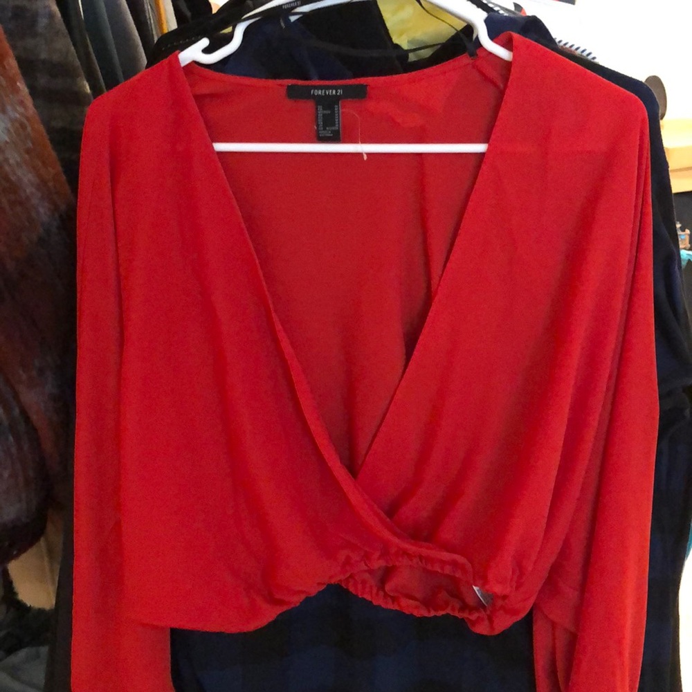 Red Woven Long Sleeve